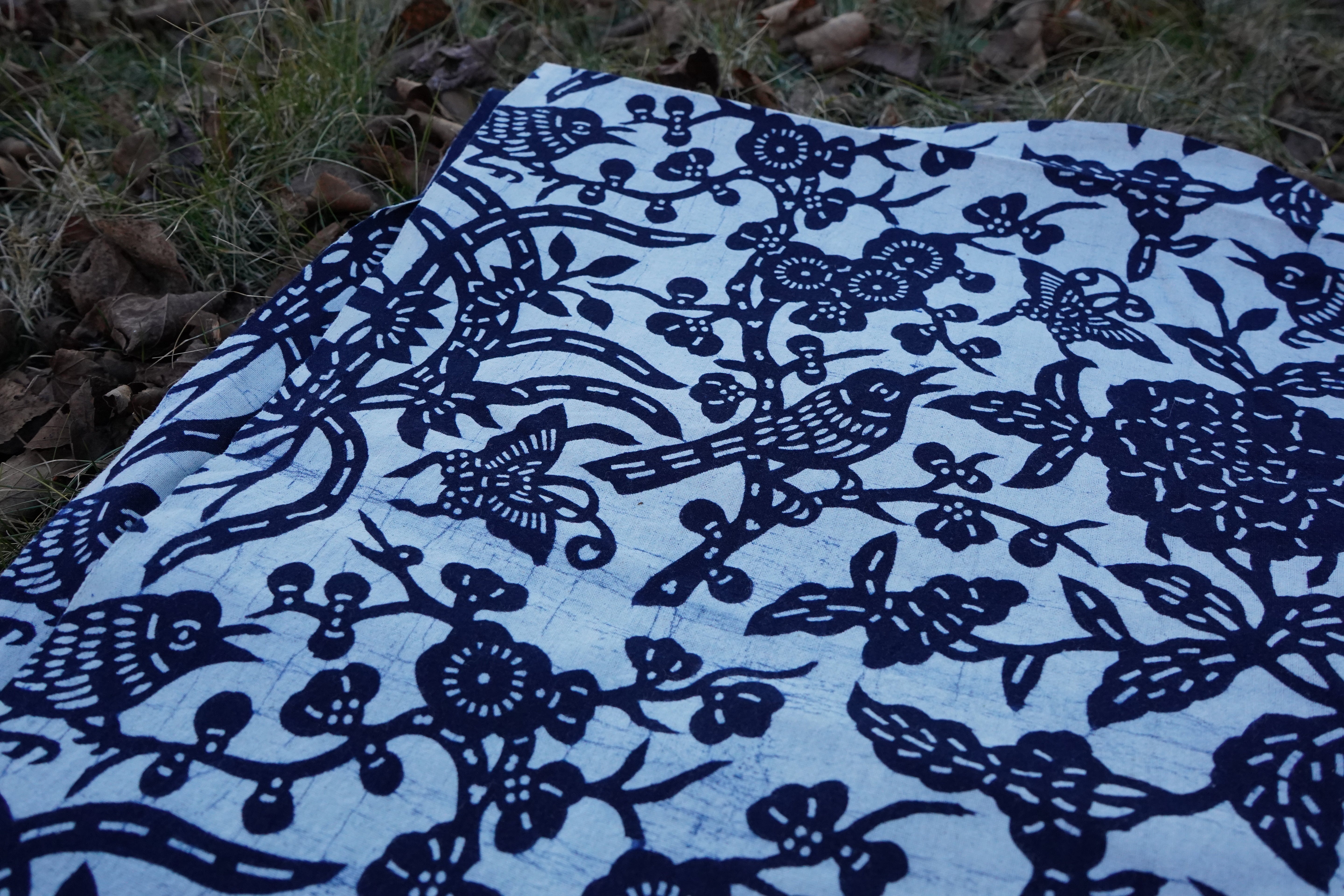 Blue Calico Magpies Fabric