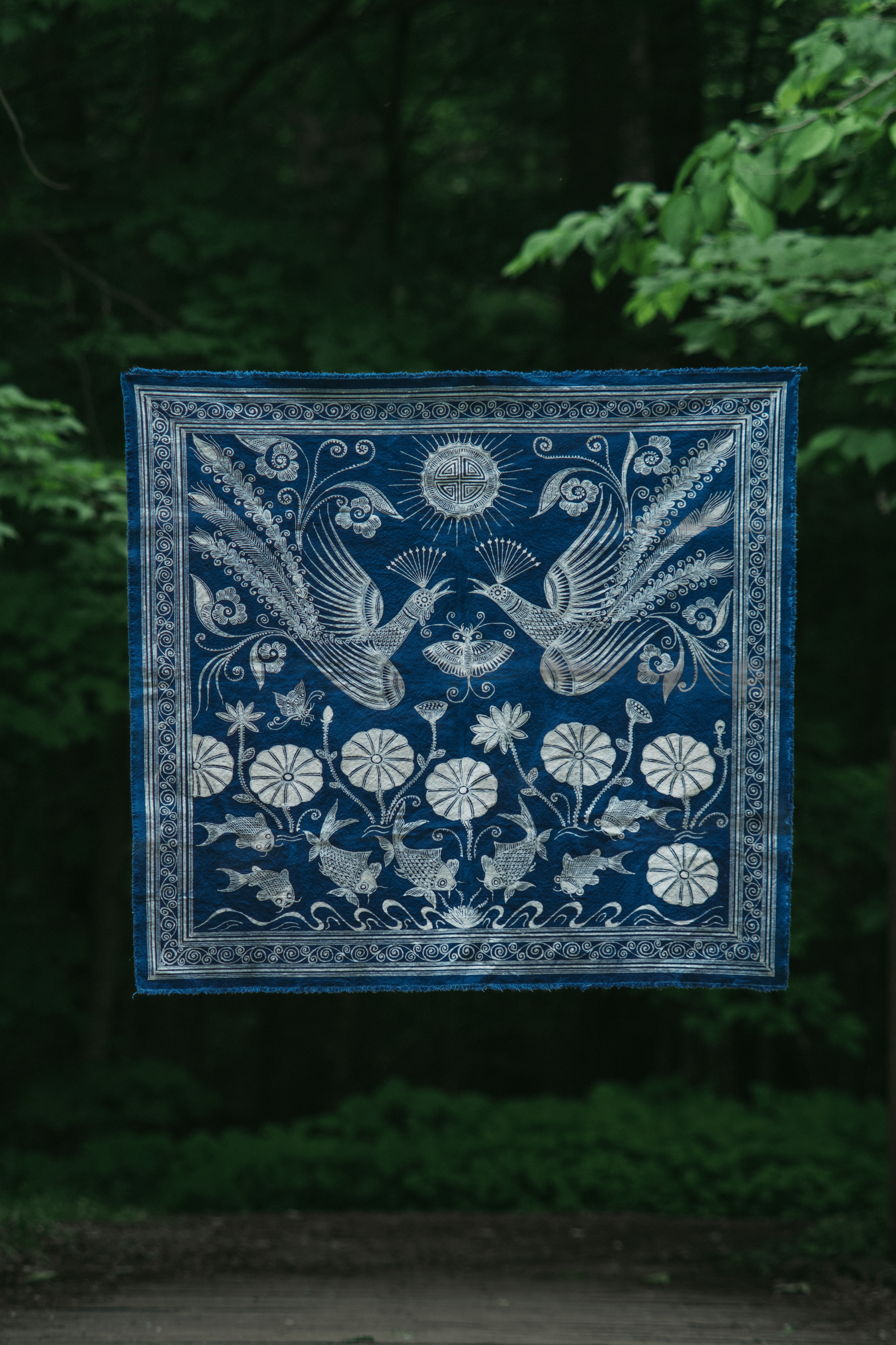 Collector's Edition: Miao Batik Wall Hanging "Dance of the Twin Phoenixes"